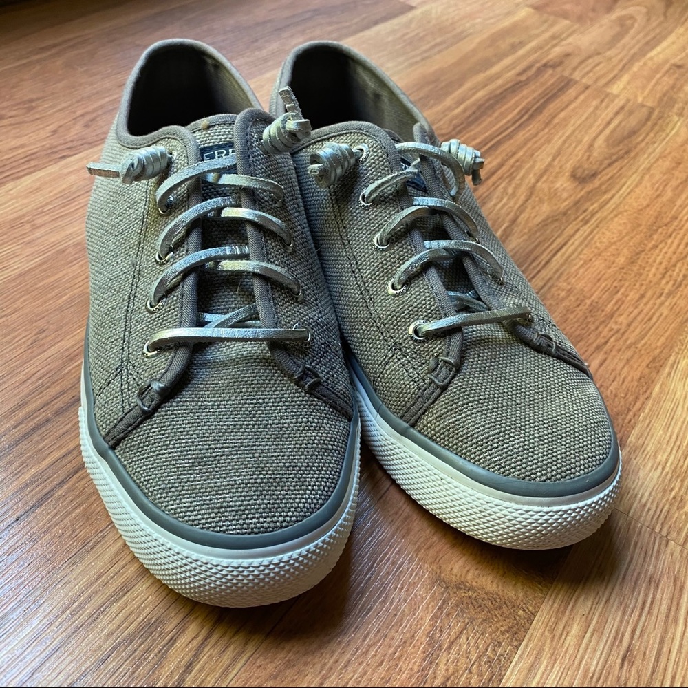 Grey Sperry Vans Style Shoes